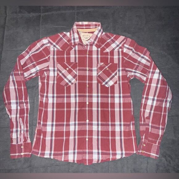 Hollister Other - Hollister Red and White Button Up Long Sleeve Plaid Men's Shirt Y2K Size XL